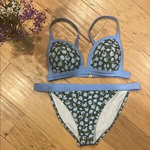 Boden Floral Bikini Set with Blue Accents